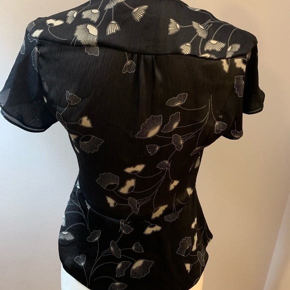 Zara black-white ginkgo wrap top, size S - Picture 2 of 6